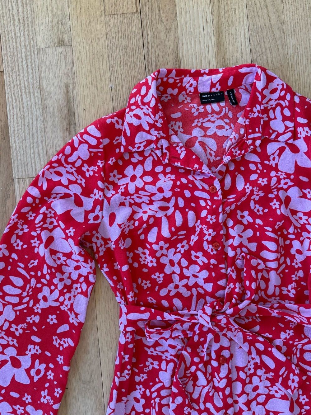 ASOS Red & Pink Floral Print midi dress